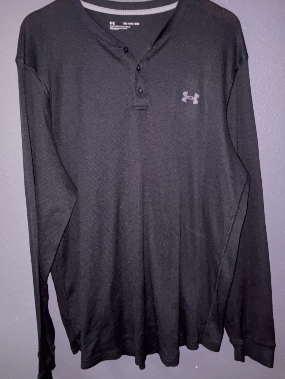 Under Armour Black Long-Sleeve Henley with Subtle Logo